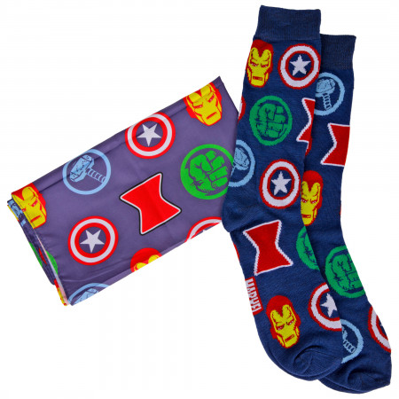 Avengers Heroes Symbols Crew Sock and Face Mask Combo